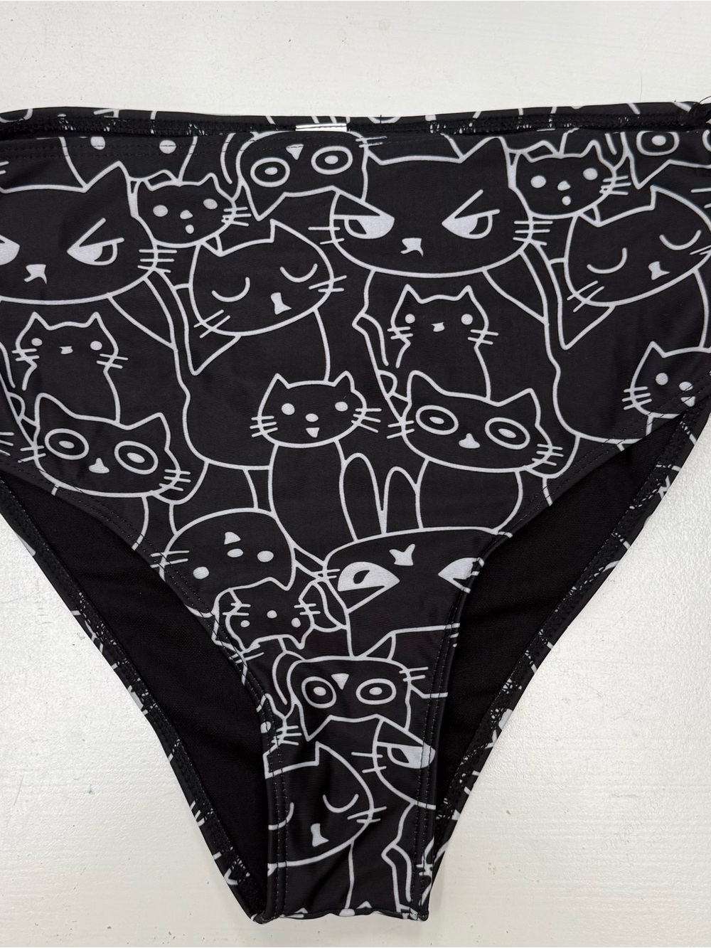 High-Rise Black Cat Print Bikini Bottoms Medium